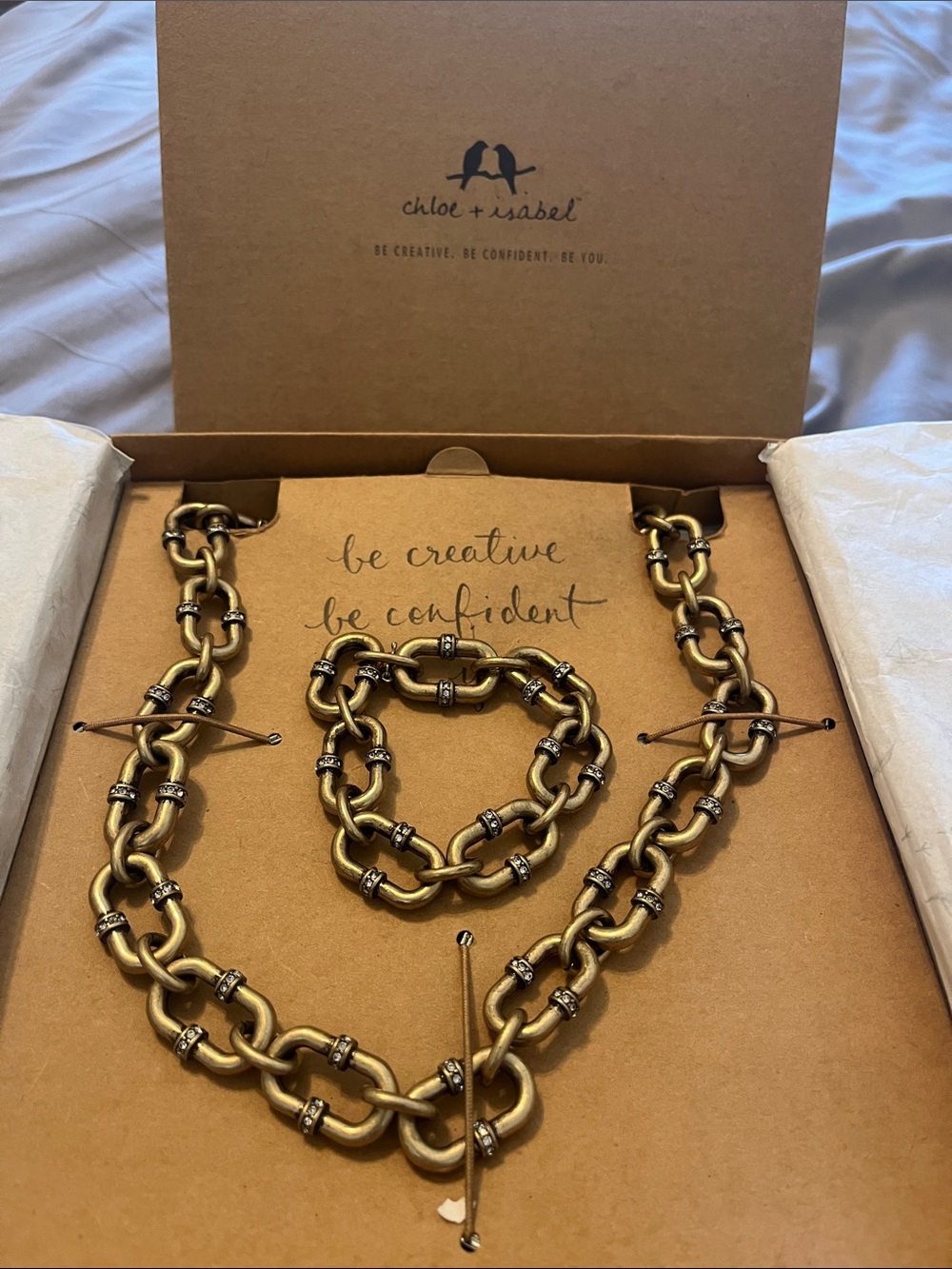 Chloe + Isabel Antique Gold-Tone Link Necklace & Bracelet Set